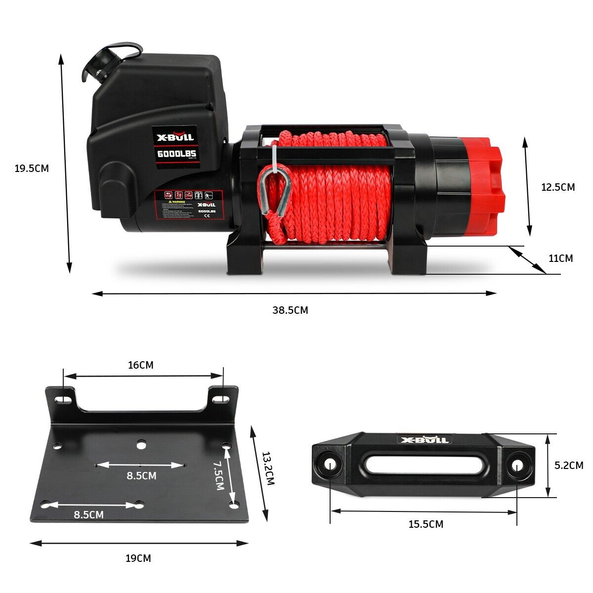 Wireless 12V Synthetic Rope Electric Winch 6000Lbs Boat Atv