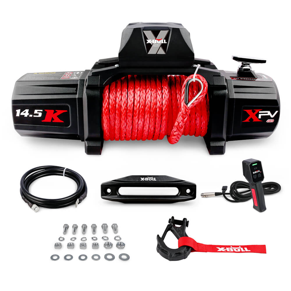 14500Lbs Electric Winch 12V Synthetic Rope With Mounting Plate