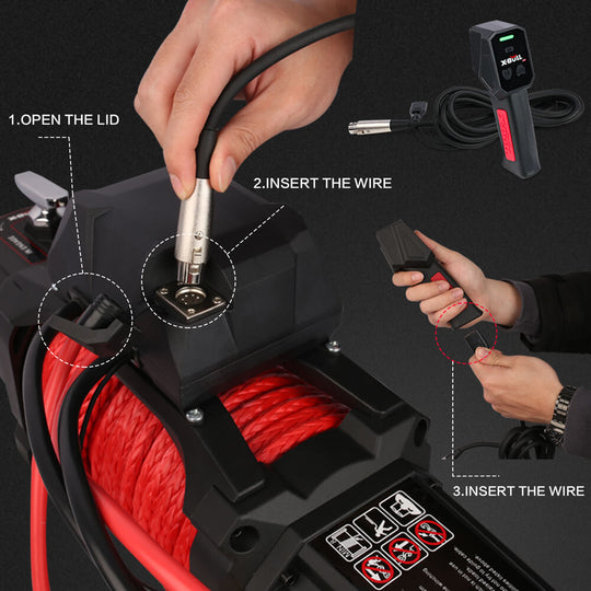 14500Lbs Electric Winch 12V Synthetic Rope With Mounting Plate | Automotive Lifts & Hoists