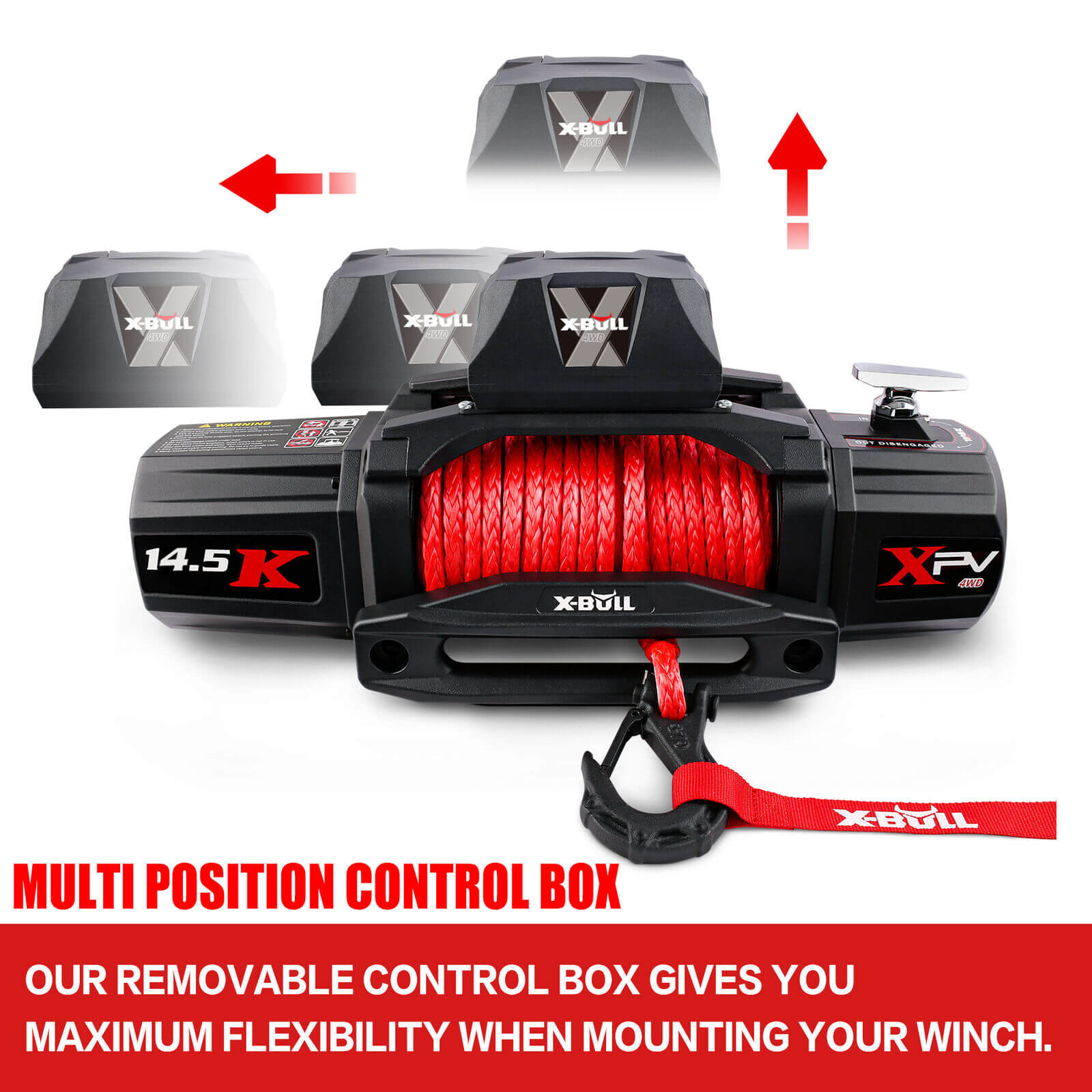 12V Electric Winch 14500Lbs Synthetic Rope With Winch Cover