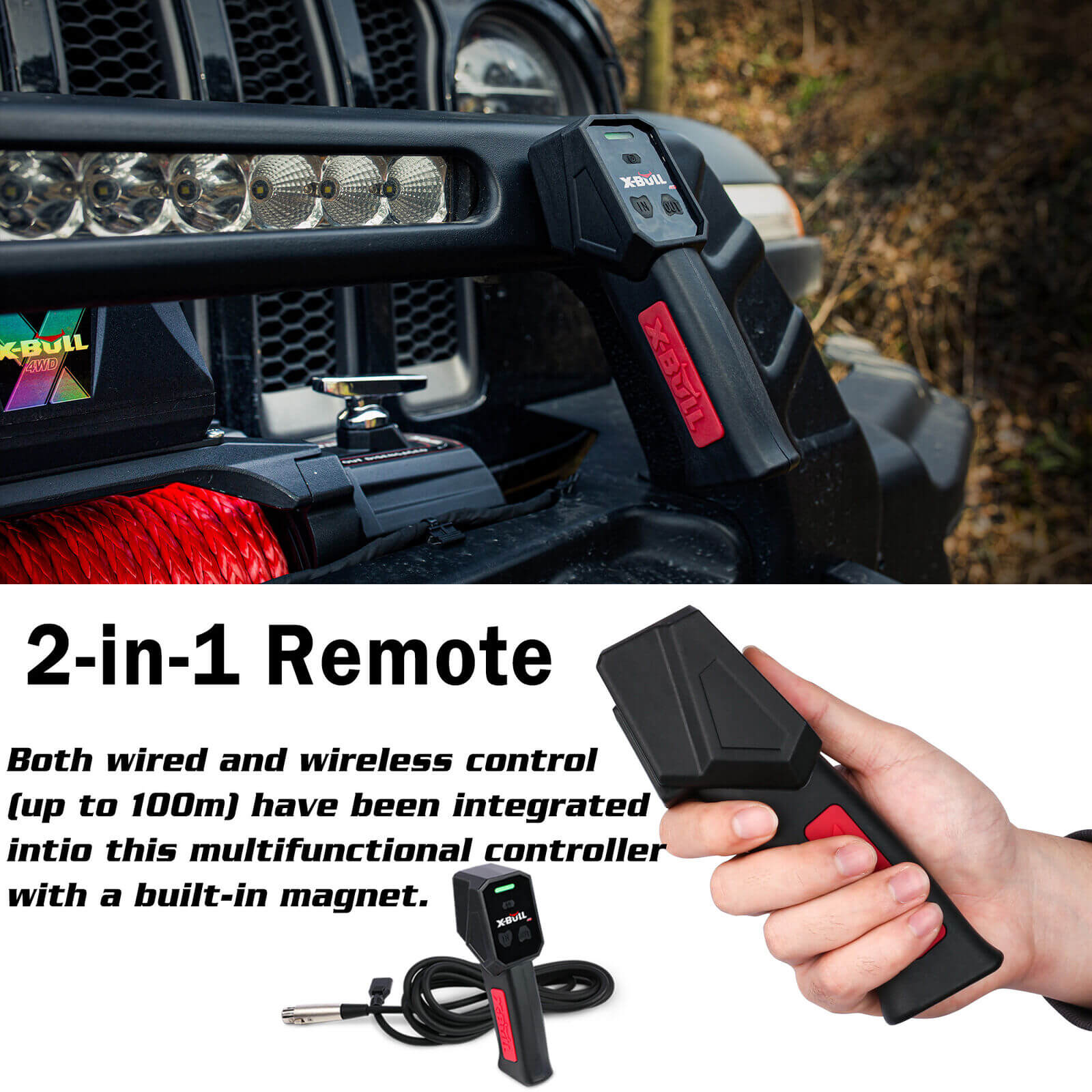 12V Electric Winch 14500Lbs Synthetic Rope With Winch Cover