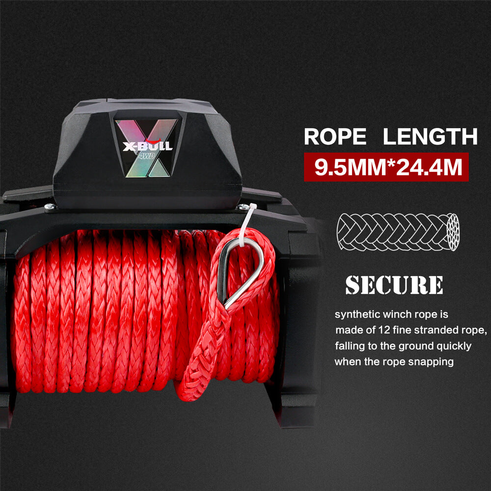 12V Electric Winch 14500Lbs Synthetic Rope With Winch Cover