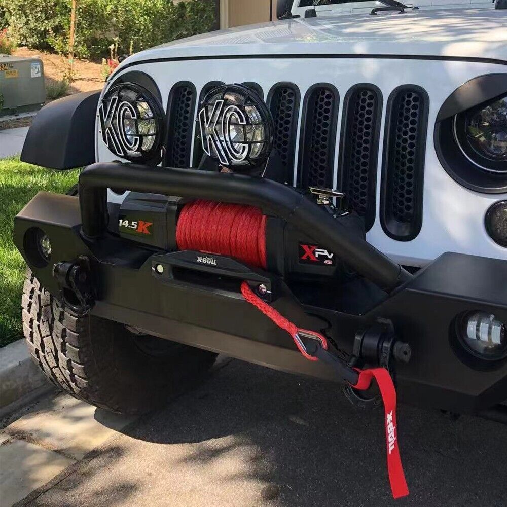 12V Electric Winch 14500Lbs Synthetic Rope With Winch Cover