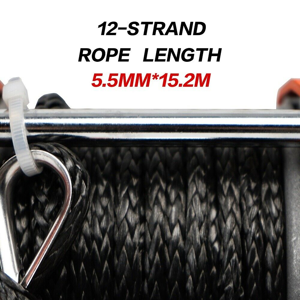 12V Electric Winch Synthetic Rope 4500Lbs Remote Atv Utv