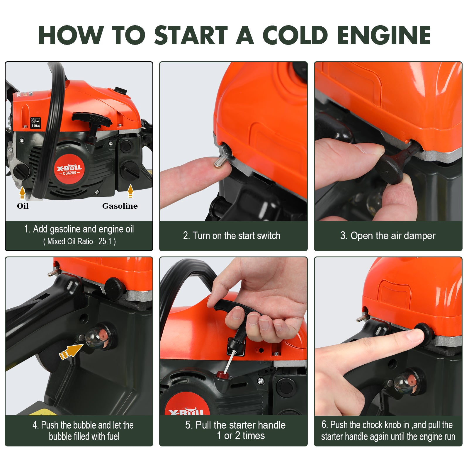 62Cc 20 Bar Petrol Chainsaw E-Start Commercial