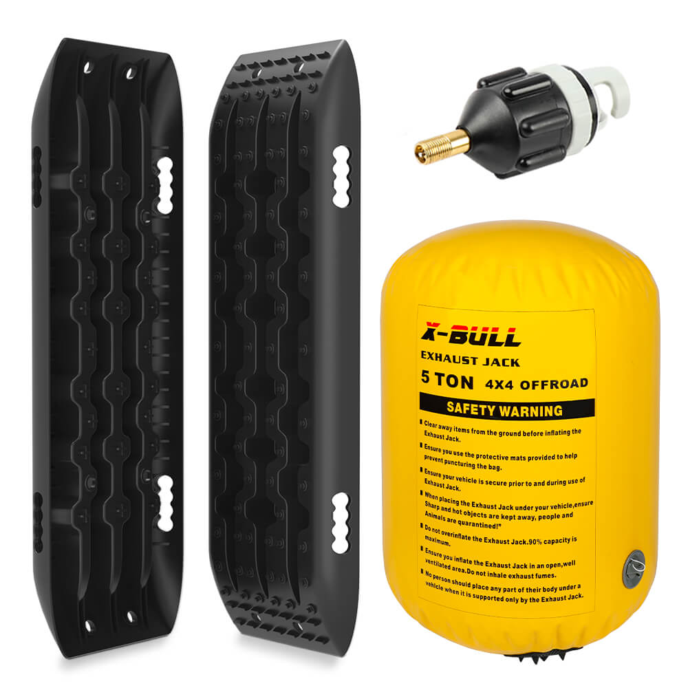 Exhaust Jack Air Bag Jack With 2Pcs Recovery Tracks Boards 4Wd 4X4 Gen2.0 Black, Fuel & Exhaust