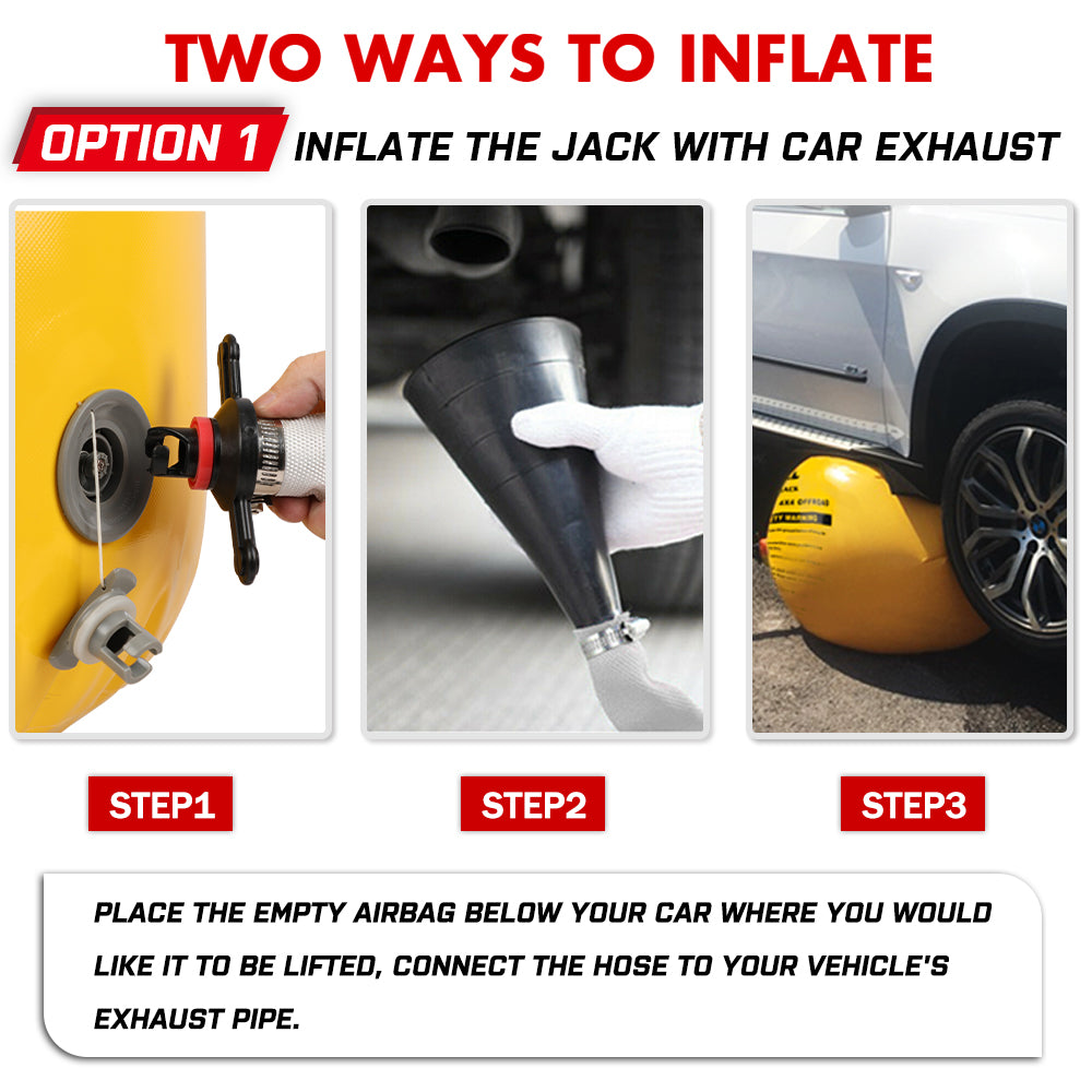 Exhaust Jack Air Bag Jack With 2Pcs Recovery Tracks Boards 4Wd 4X4 Gen2.0 Black | Fuel & Exhaust