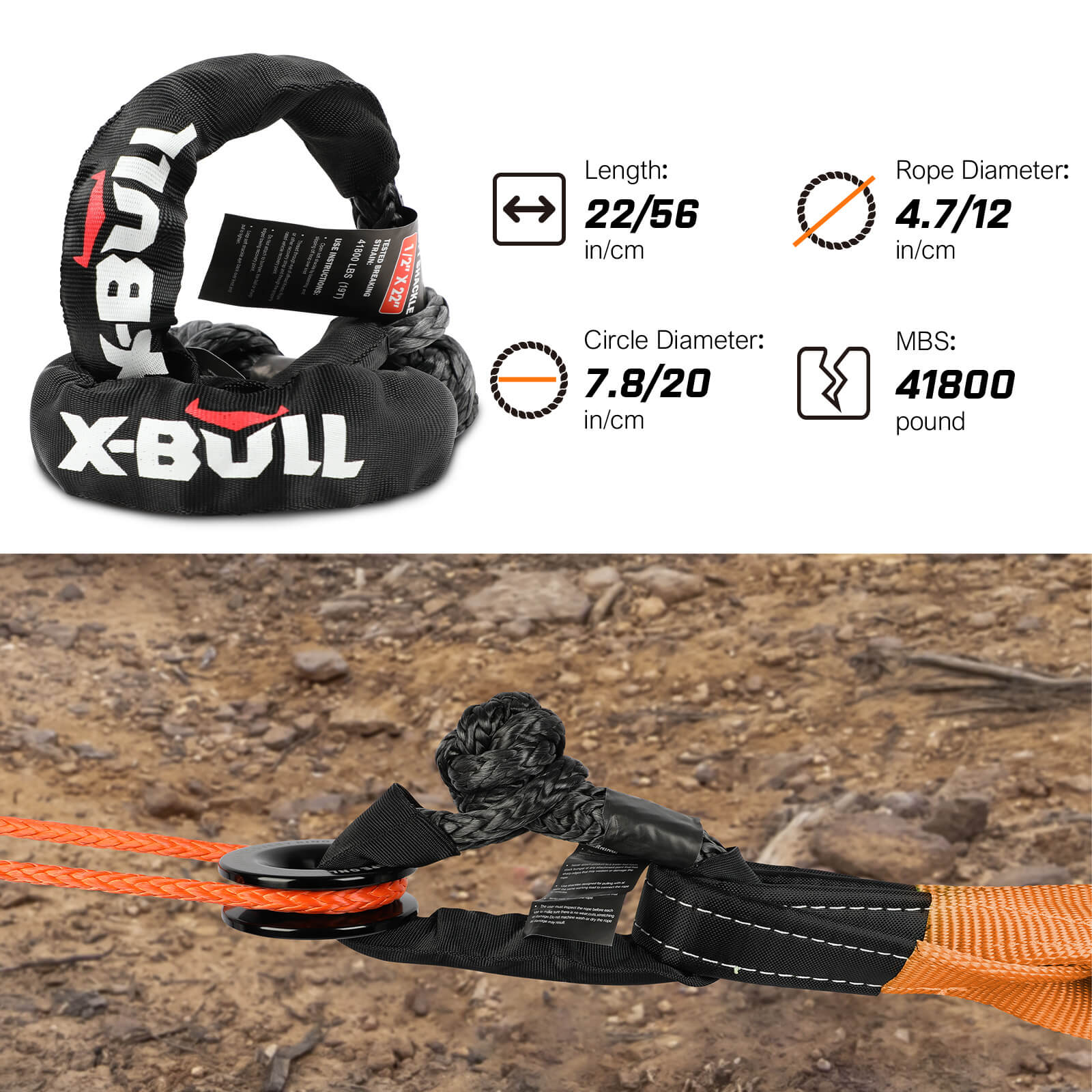 4Wd Recovery Kit With Snatch Strap, Soft Shackles, And