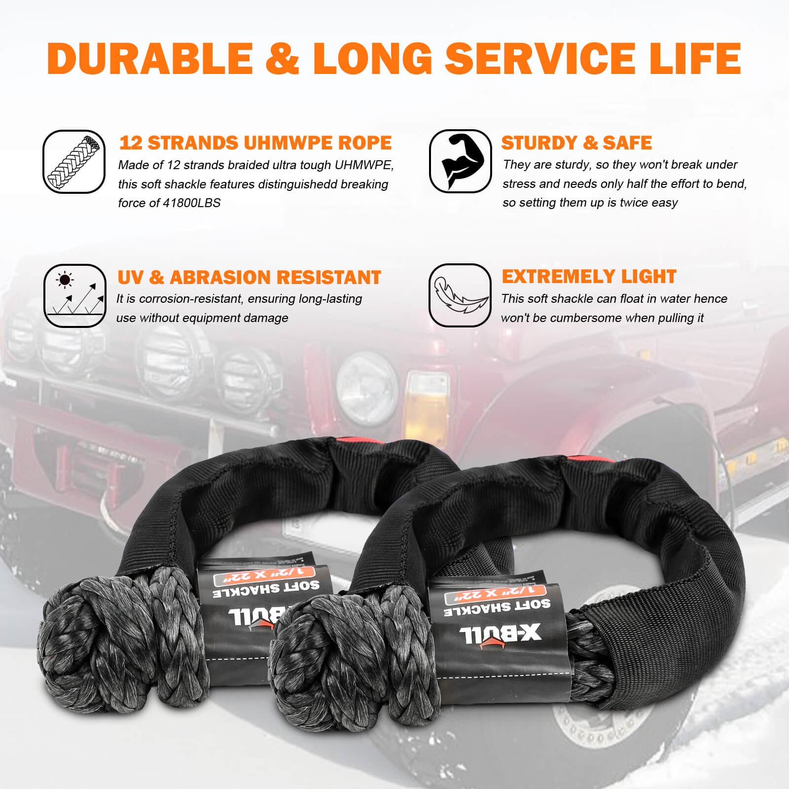 4WD Recovery Tools - 4Wd Recovery Kit With Snatch Strap, Soft Shackles, And Snatch Block Pulley