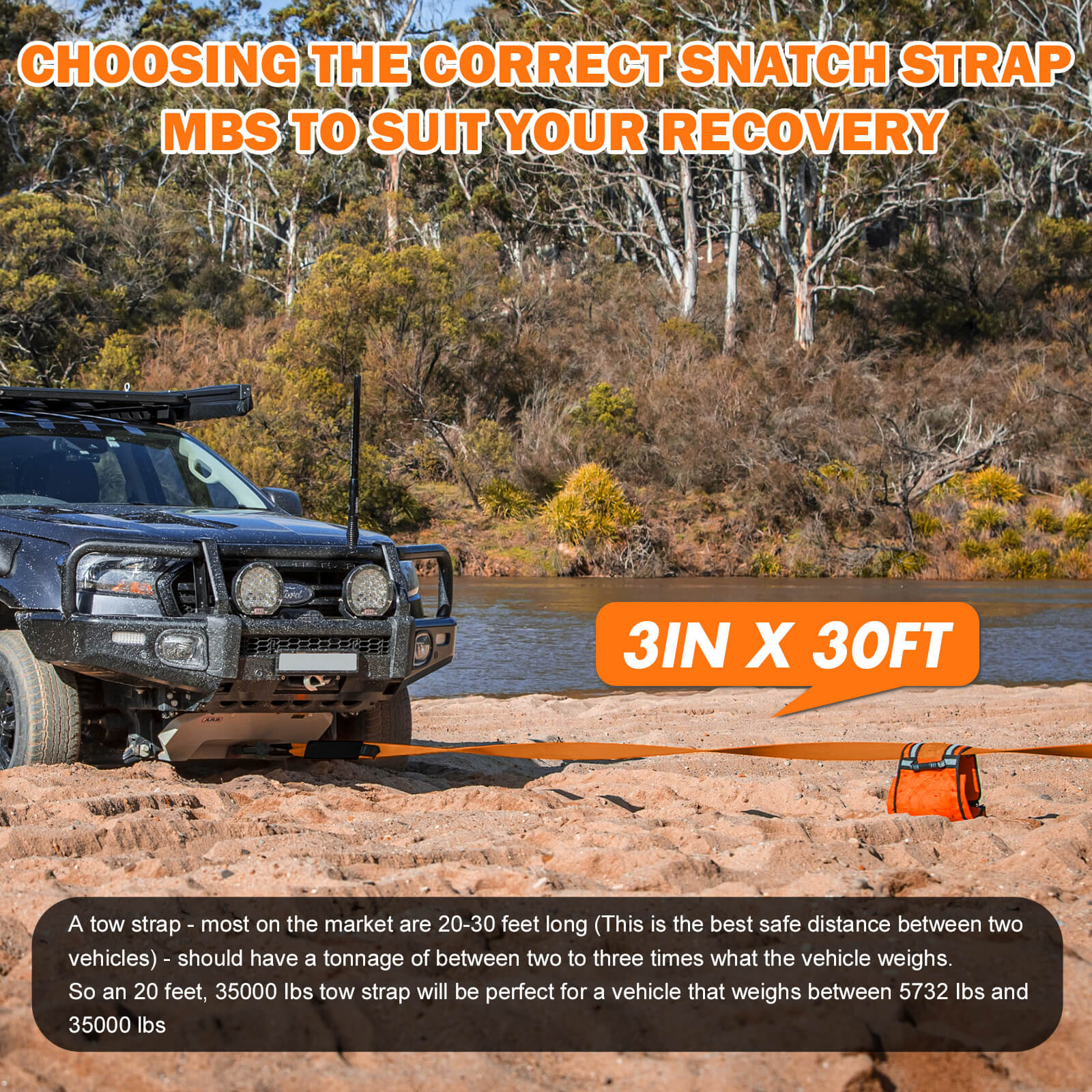4Wd Recovery Kit With Snatch Strap, Soft Shackles, And Snatch Block Pulley with 4WD Recovery Tools