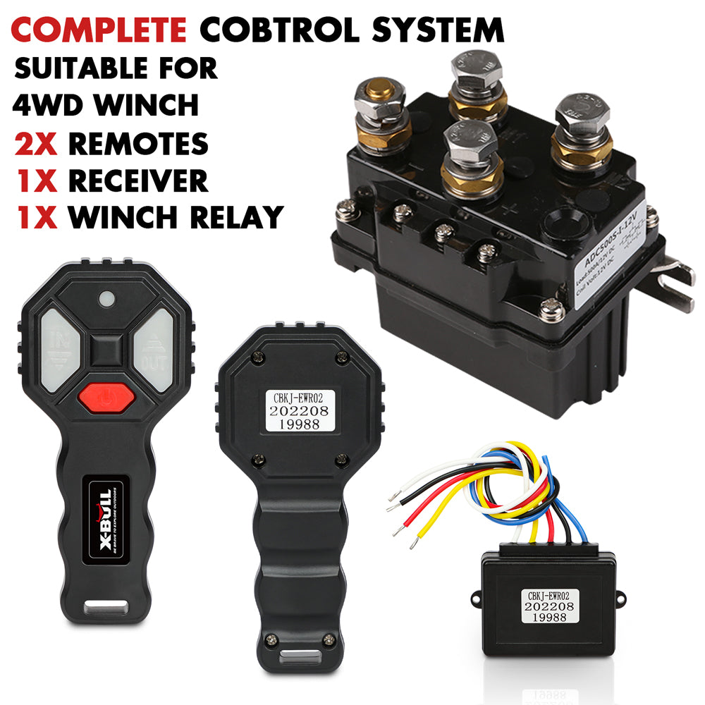 Winch Solenoid Relay Wiring Controller - 500A 12V With 150Ft Wireless Remote with Synthetic Rope