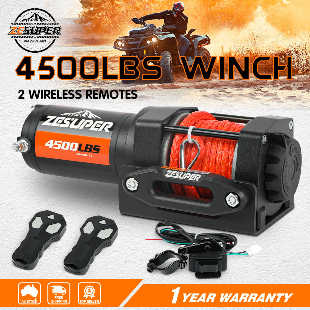 12V Winch 4500Lbs Electric Winch Atv Winch Synthetic Rope Boat Trailer
