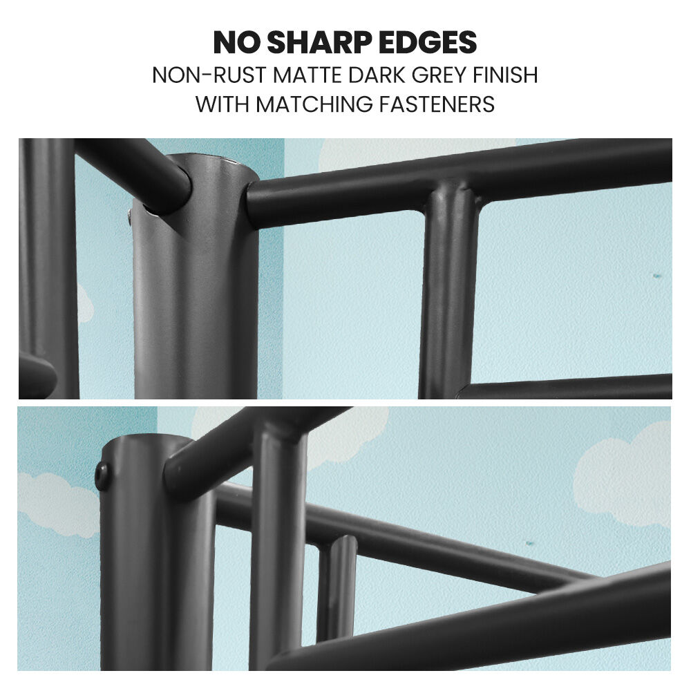 2-in-1 King Single Metal Bunk Bed Frame With Modular Design Dark Matte Grey