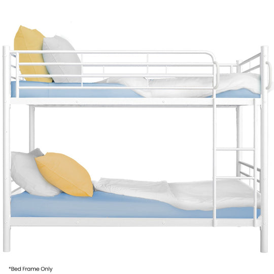 White colour - 2-in-1 Metal Bunk Bed Frame With Modular Matte White Design-King Single
