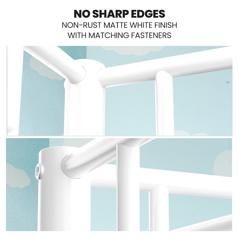 2-in-1 Metal Bunk Bed Frame With Modular Matte White Design-King Single