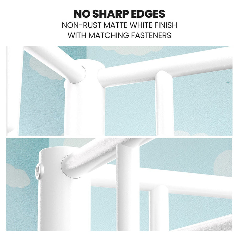2-in-1 Metal Bunk Bed Frame With Modular Matte White Design-King Single