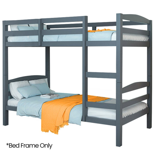 Single Bunk Bed Frame Solid Pine 2-in-1 Modular Design Converts To 2 Beds Grey | Single