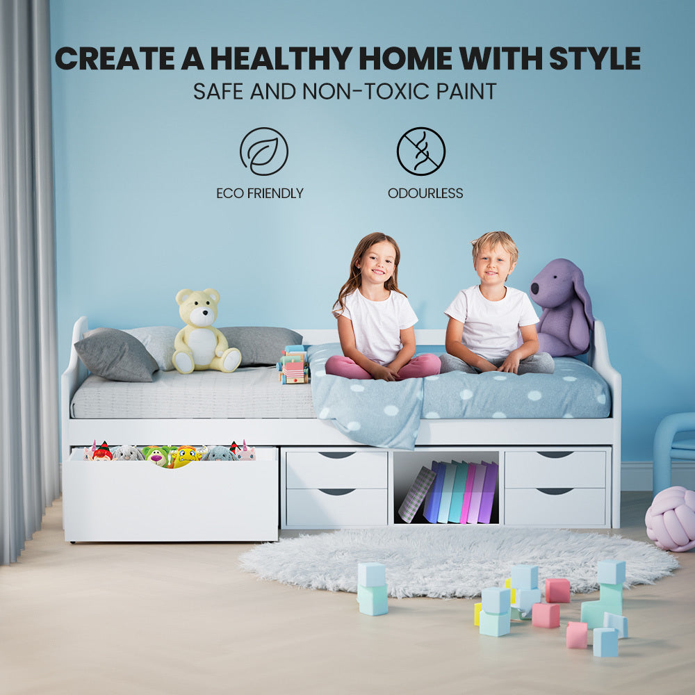 Wooden Single Sofa Bed Frame With Storage Drawers White