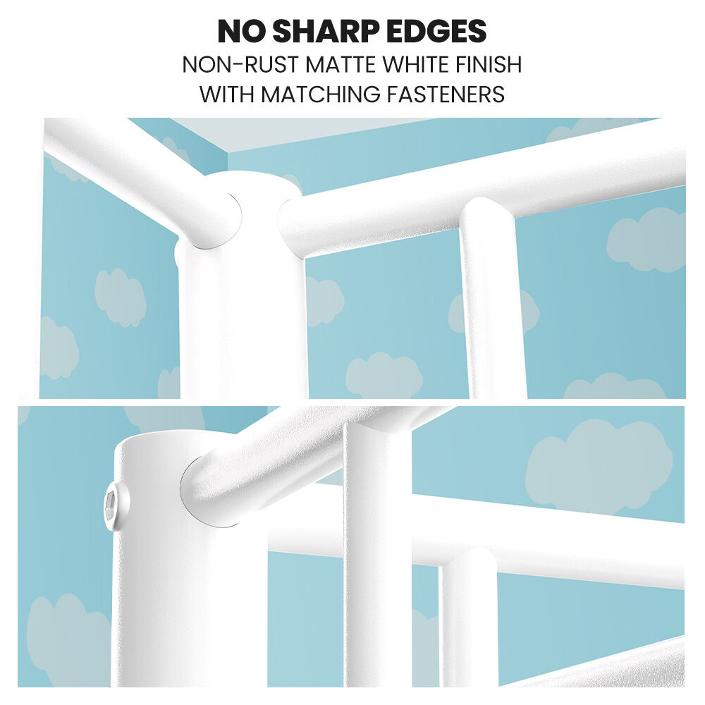 Space-Saving Single Over Double Metal Bunk Bed Frame White Finish