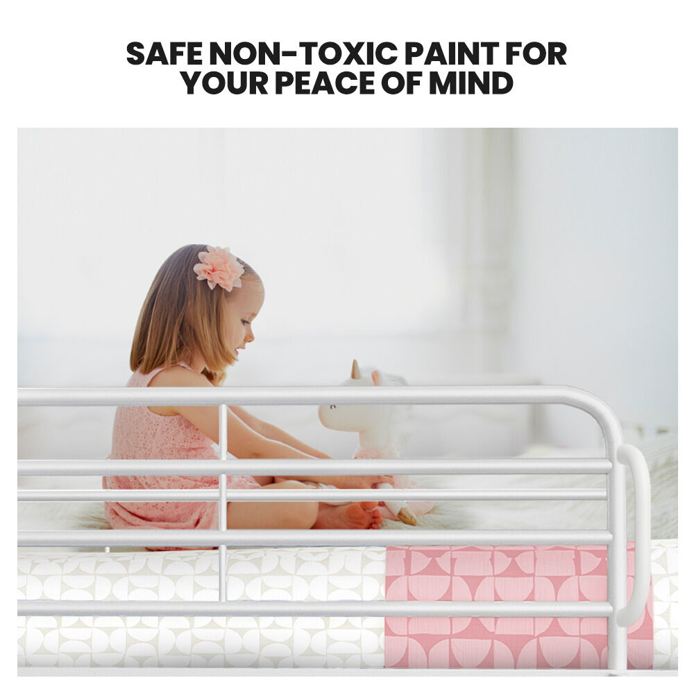Space-Saving Single Over Double Metal Bunk Bed Frame White Finish