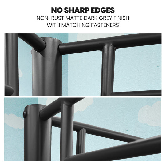 2-in-1 Single Metal Bunk Bed Frame With Modular Design Dark Matte Grey