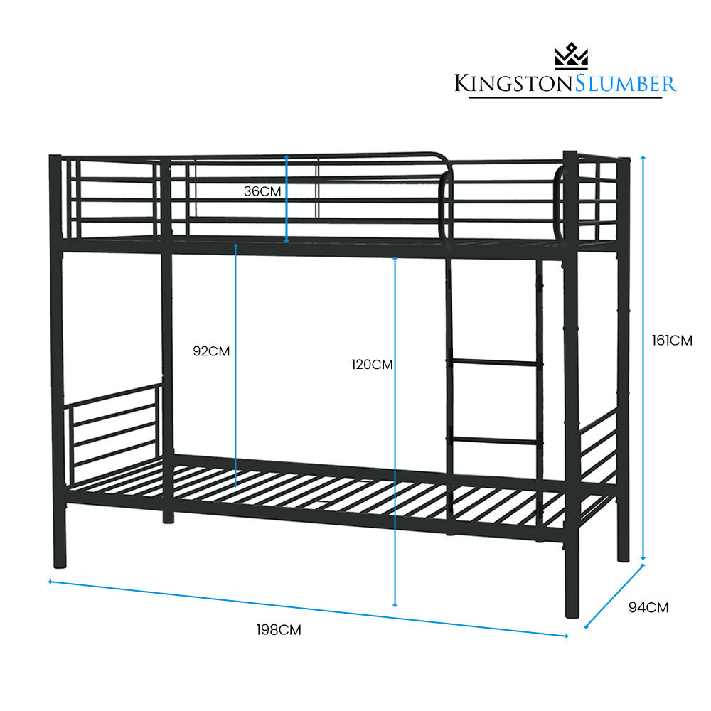 2-in-1 Single Metal Bunk Bed Frame With Modular Design Dark Matte Grey