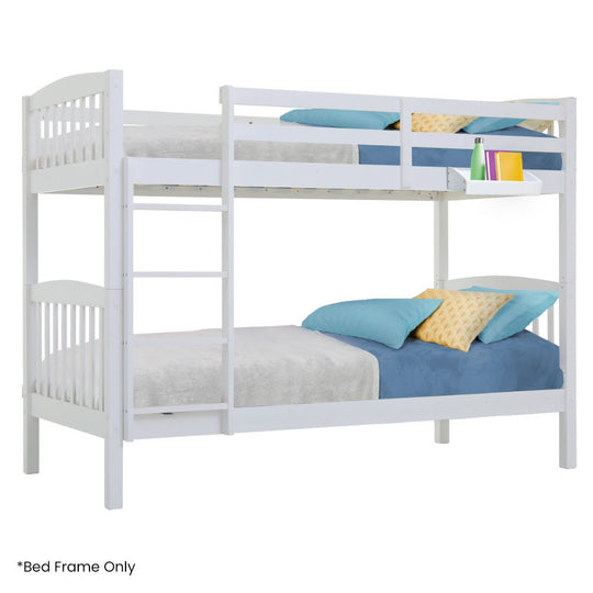 Wooden finish - Wooden Kids Bunk Bed Frame With Modular Design Convertible To 2 Singles White