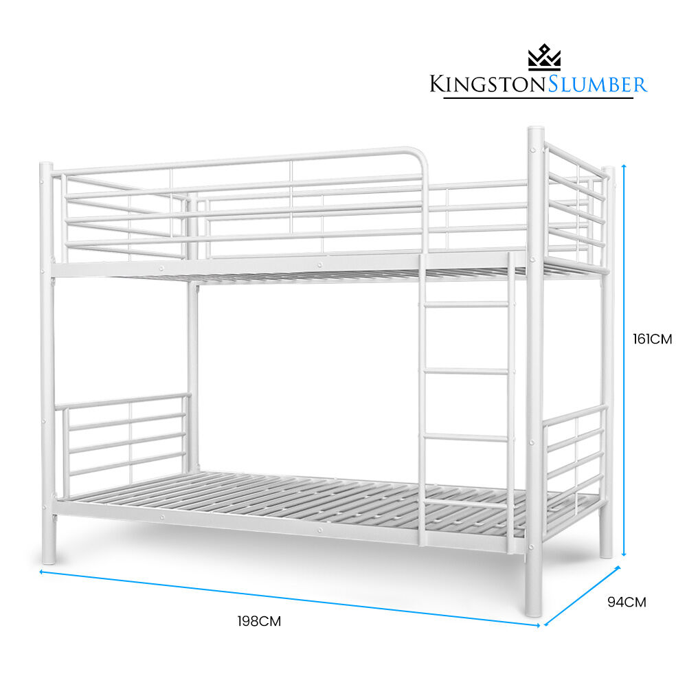 Single 2-in-1 Metal Bunk Bed Frame With Modular Matte White Design