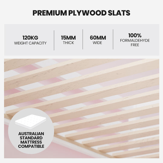 Wooden Kids Single Loft Bed Frame - Hiding Space Underneath With