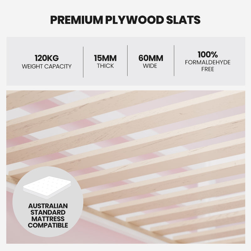 Wooden Kids Single Loft Bed Frame - Hiding Space Underneath With