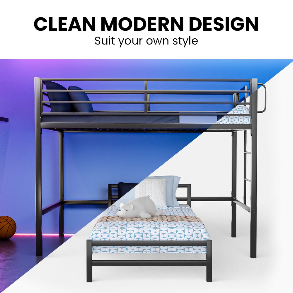 Single Loft Bed And Single Underbed Multifunctional Space Saving