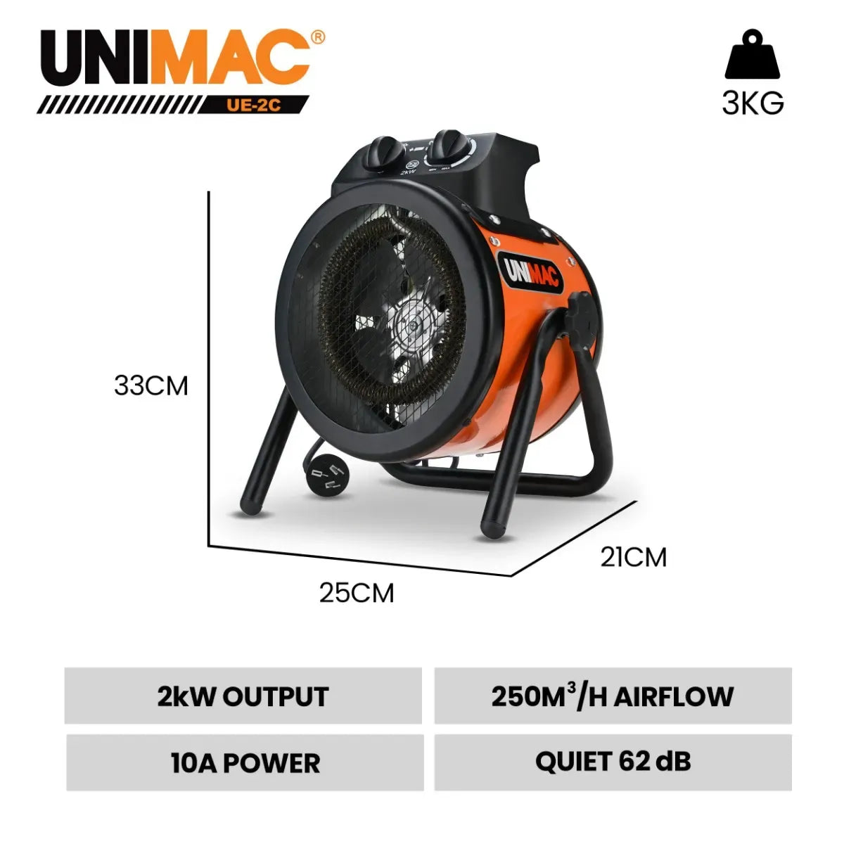 UNIMAC 2kW Industrial Fan Heater Workshop Garage | Simpledeals
