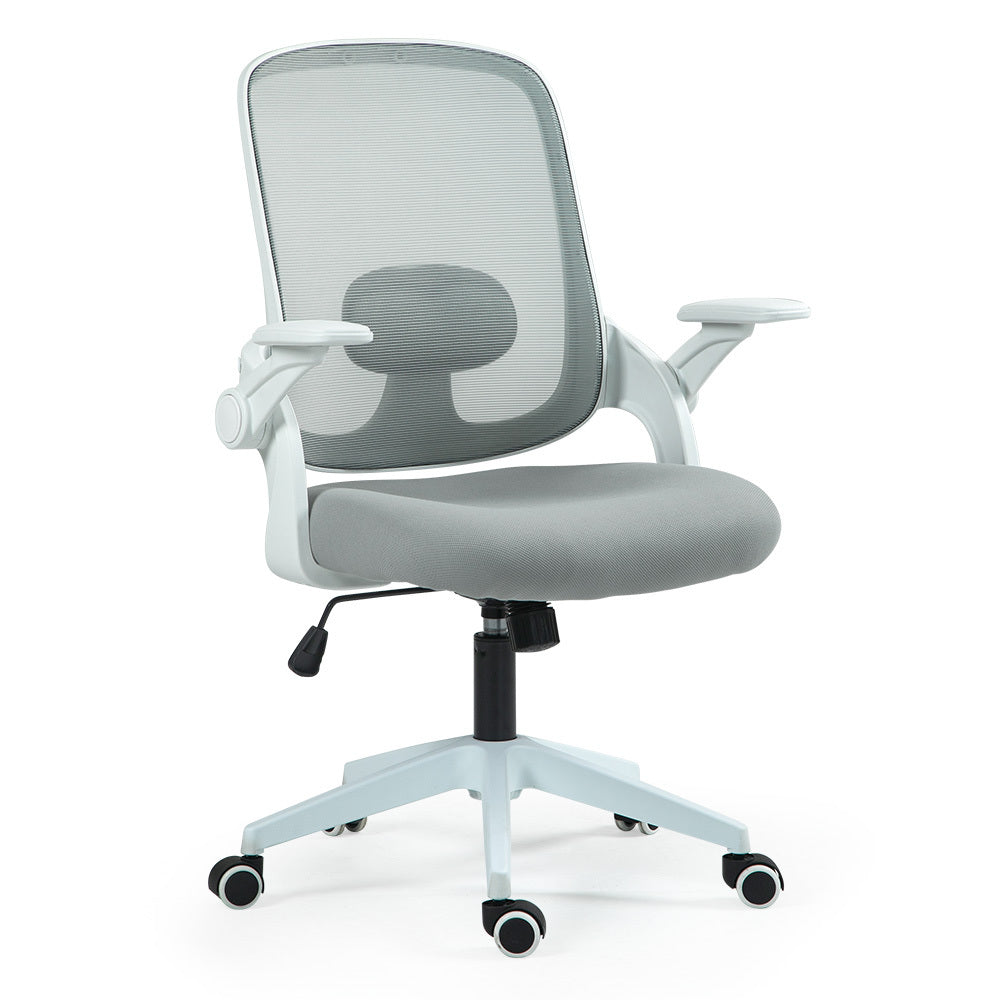 Fortia Ergonomic Office Desk Chair, Coolmesh Fabric, Grey Mesh/White Frame