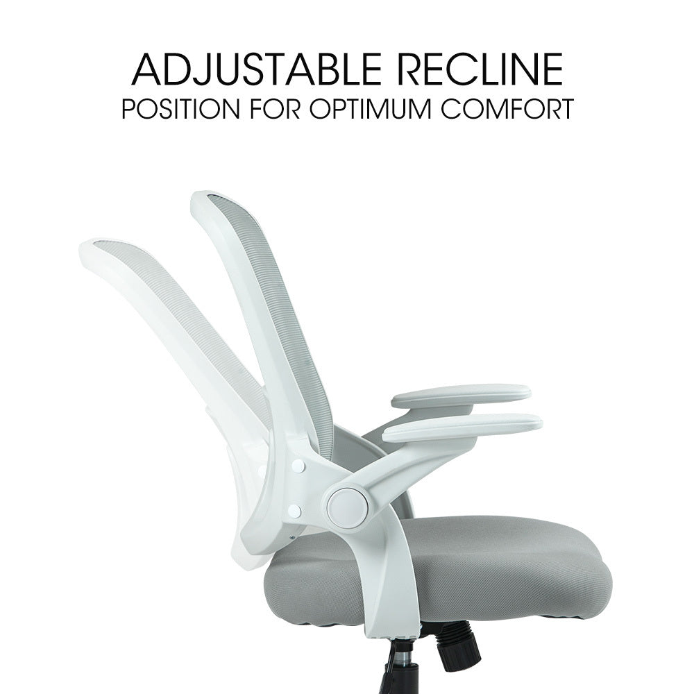 Fortia Ergonomic Office Desk Chair, Coolmesh Fabric, Grey Mesh/White Frame