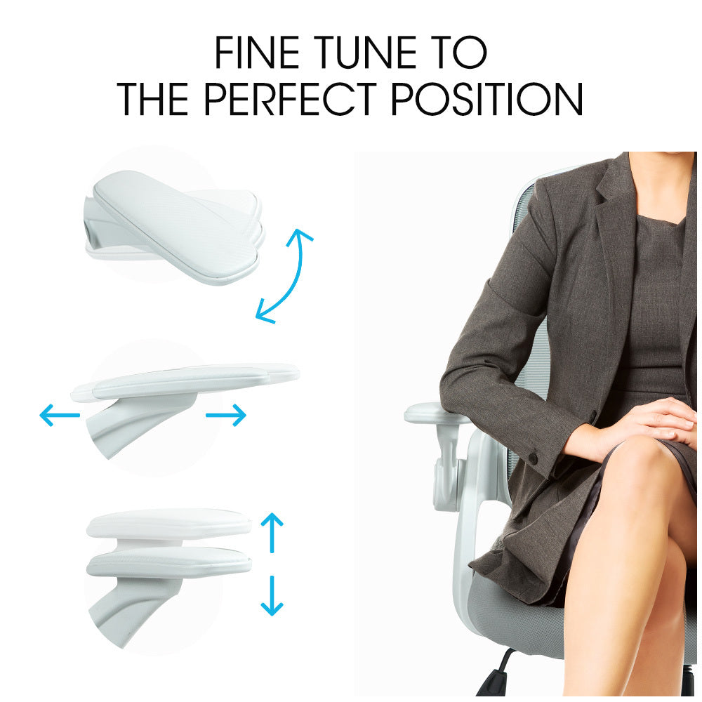 Fortia Ergonomic Office Desk Chair, Coolmesh Fabric, Grey Mesh/White Frame