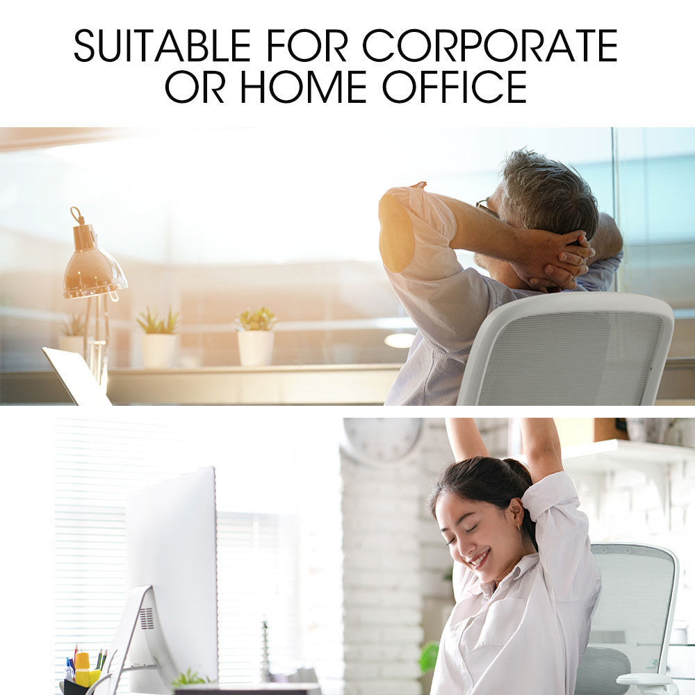 Fortia Ergonomic Office Desk Chair, Coolmesh Fabric, Grey Mesh/White Frame