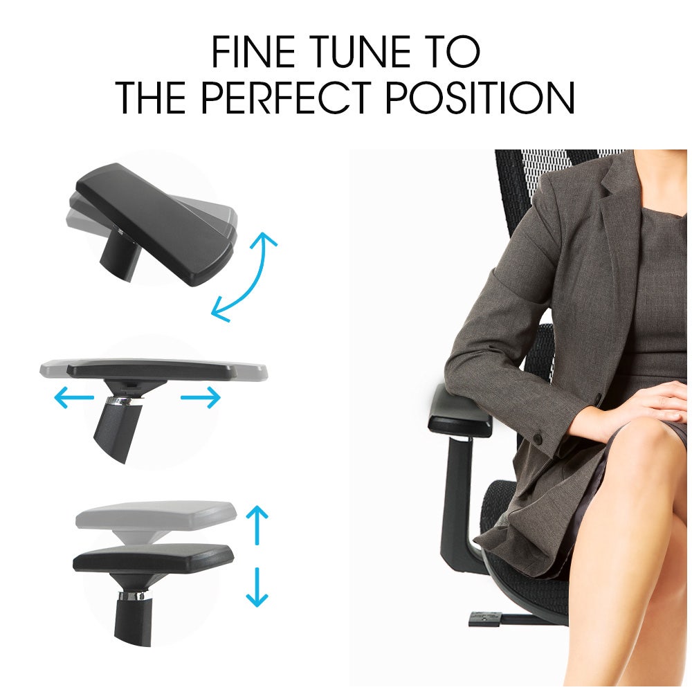 Fortia Ergonomic Office Desk Chair, Headrest, Armrest and Recline, Black Mesh/Black Frame