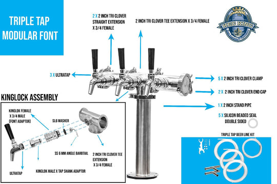 Beer Font Tower - Triple Tap Modular Beer Font With Tap - Distilling & Brewing