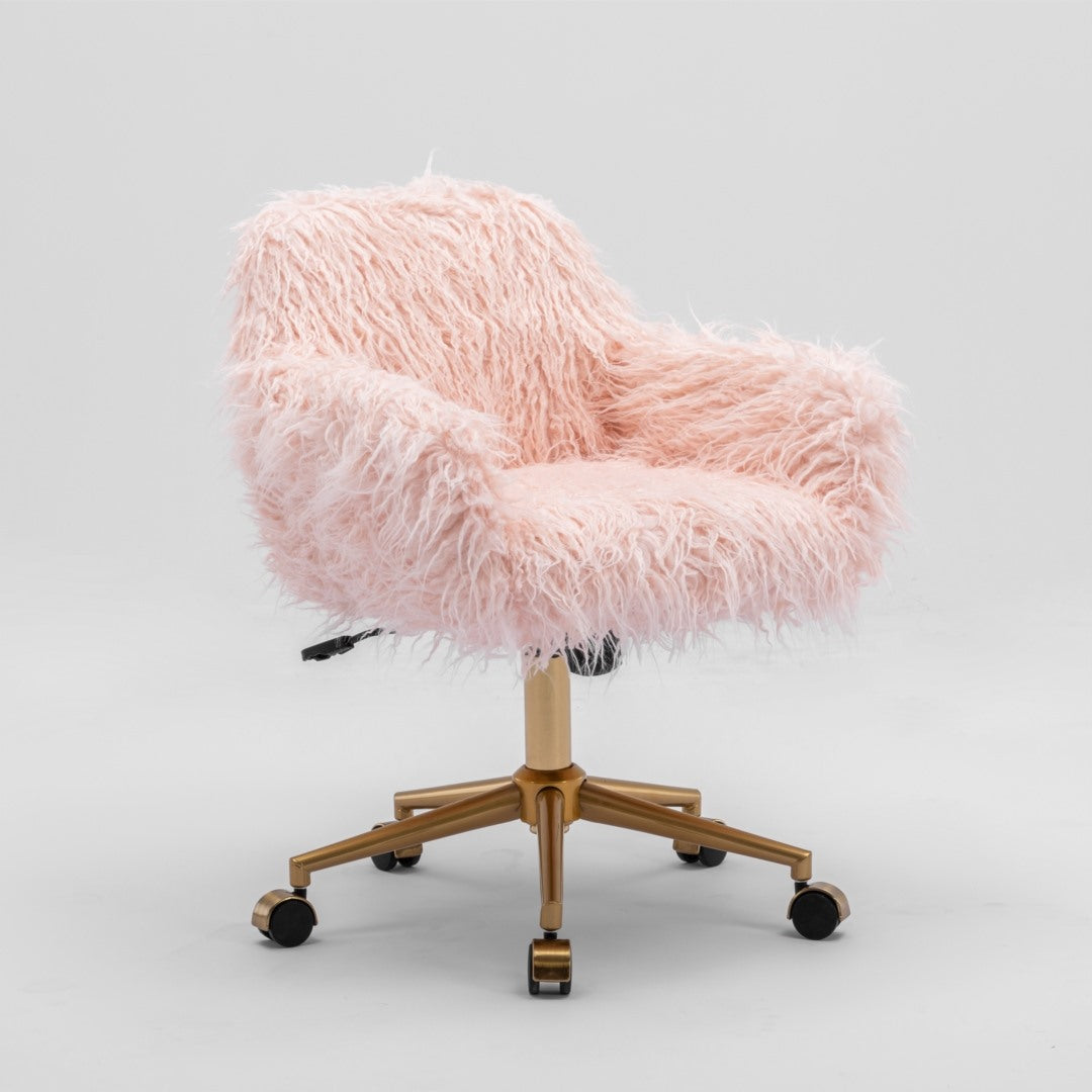 Office Chair Fur Modern Swivel Desk Chair For Women And Girls-Pink