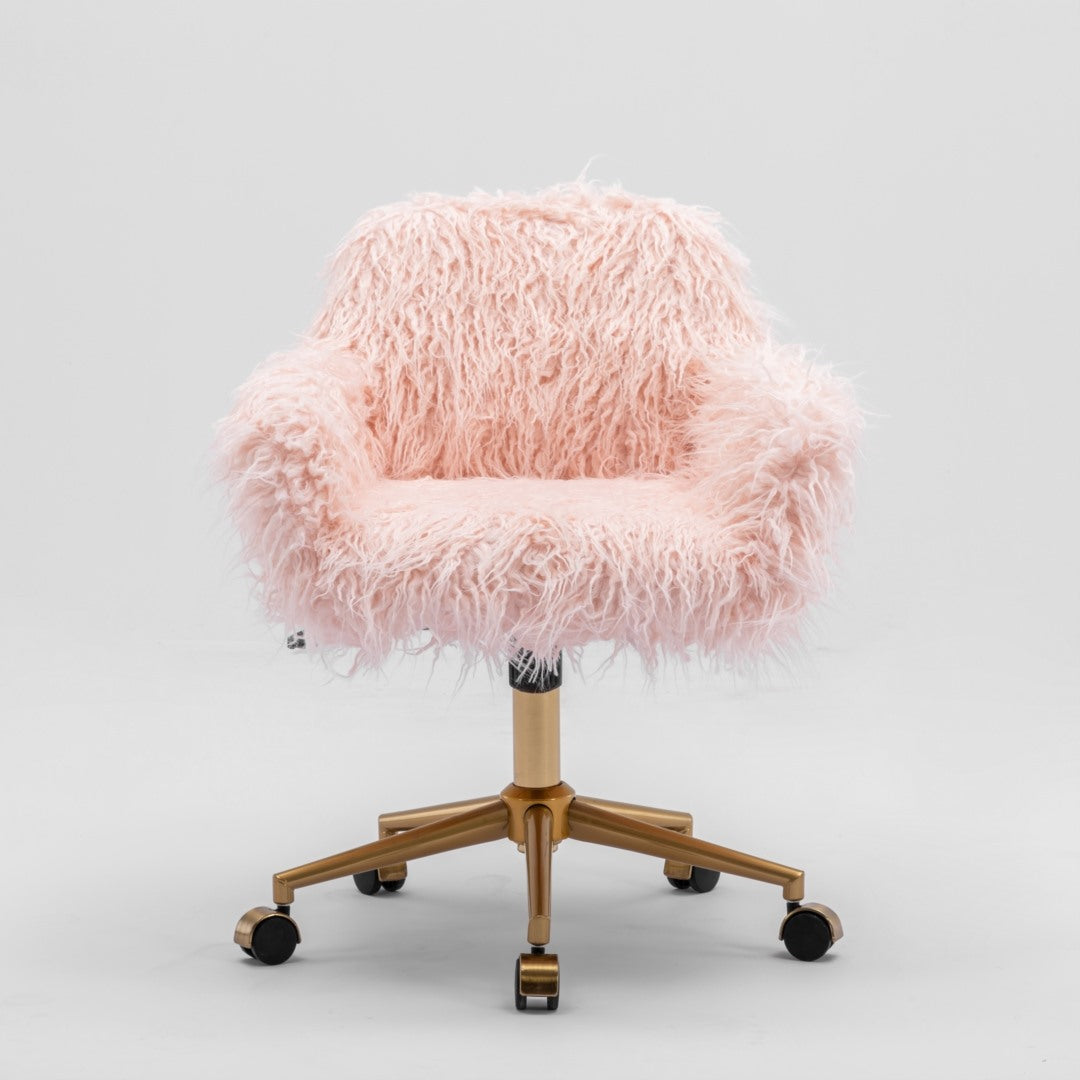 Office Chair Fur Modern Swivel Desk Chair For Women And Girls-Pink