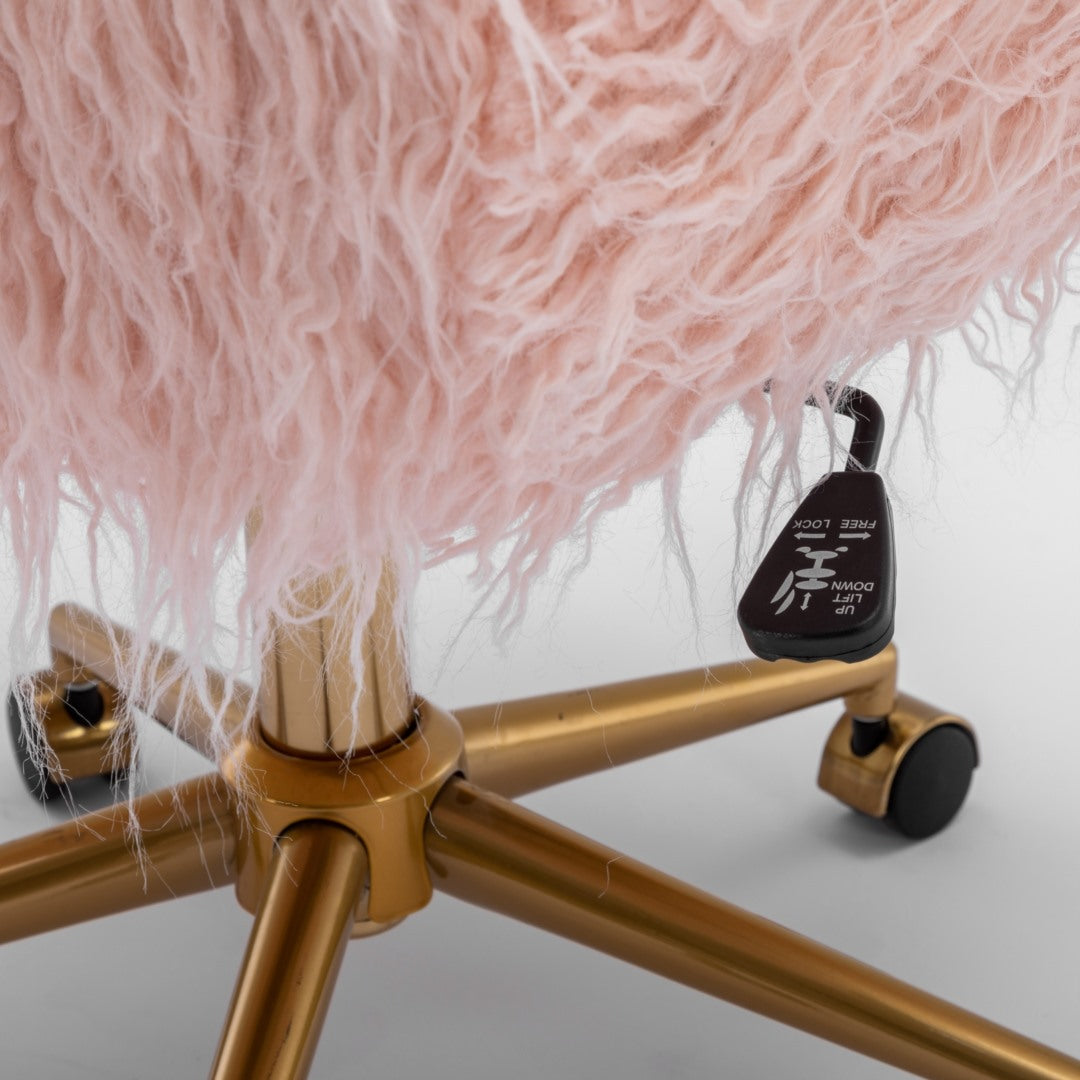 Office Chair Fur Modern Swivel Desk Chair For Women And Girls-Pink