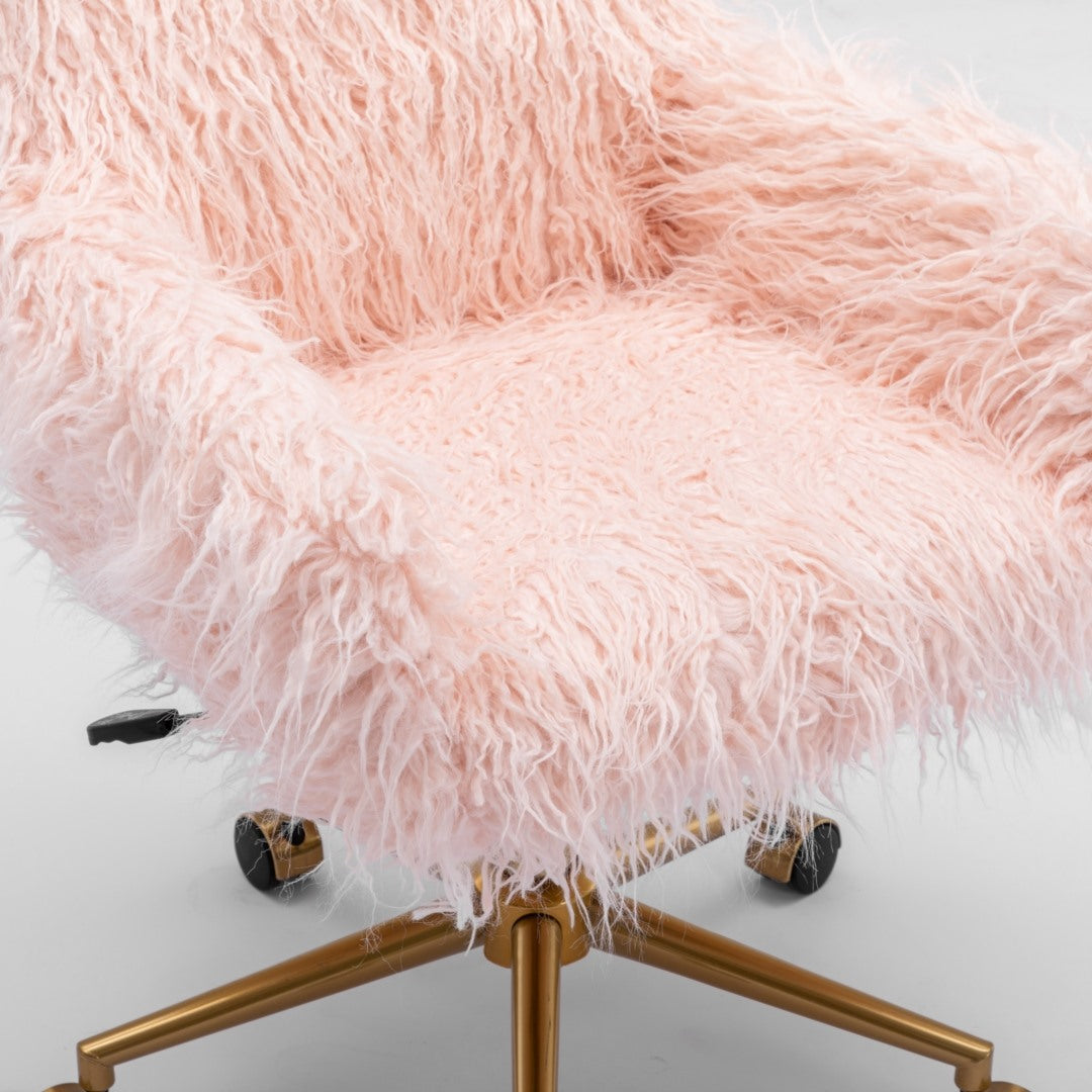 Office Chair Fur Modern Swivel Desk Chair For Women And Girls-Pink