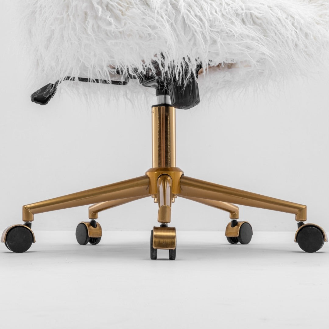 Office Chair Fur Modern Swivel Desk Chair For Women And Girls-White