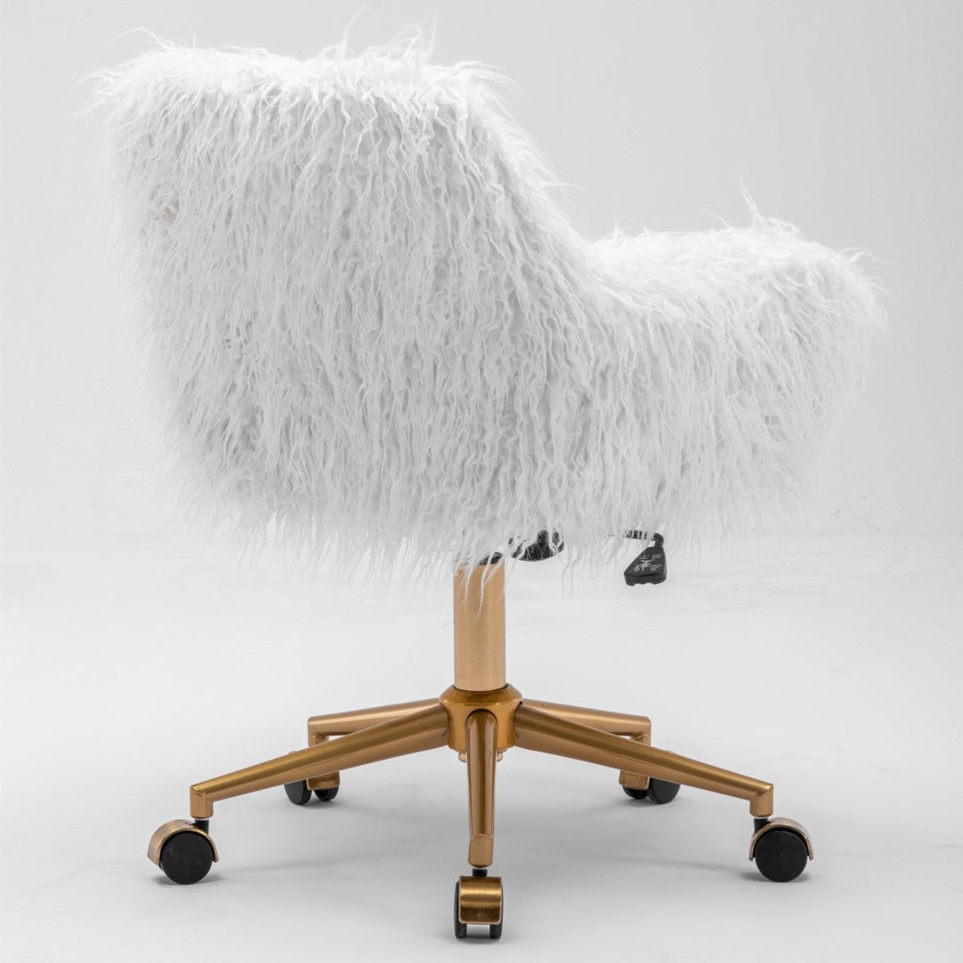 Office Chair Fur Modern Swivel Desk Chair For Women And Girls-White