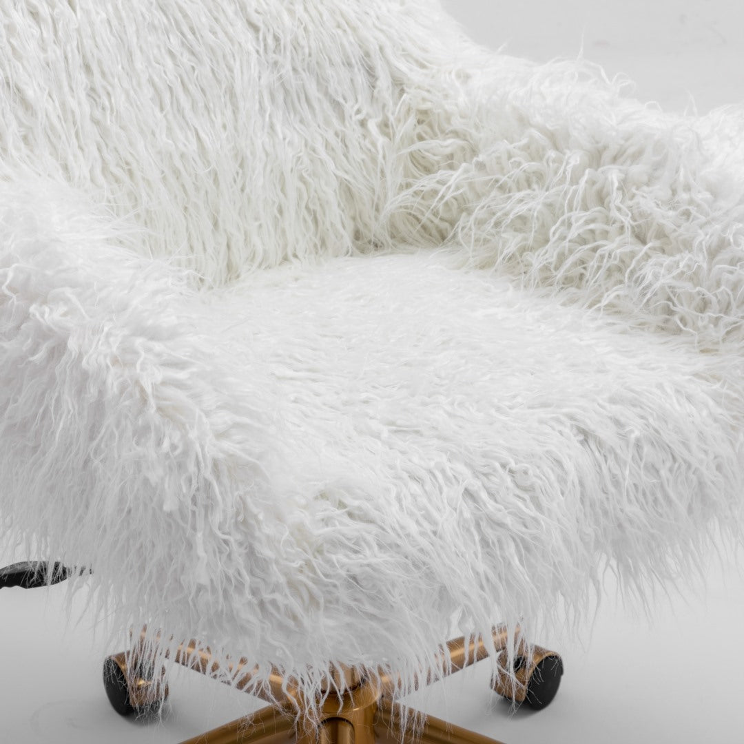 Office Chair Fur Modern Swivel Desk Chair For Women And Girls-White