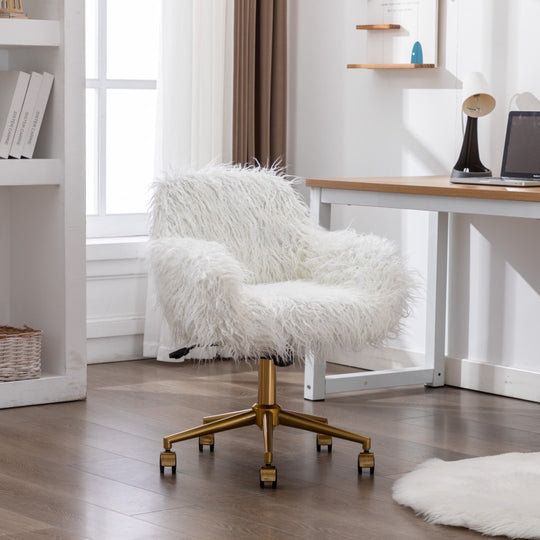 White colour - Office Chair Fur Modern Swivel Desk Chair For Women And Girls-White