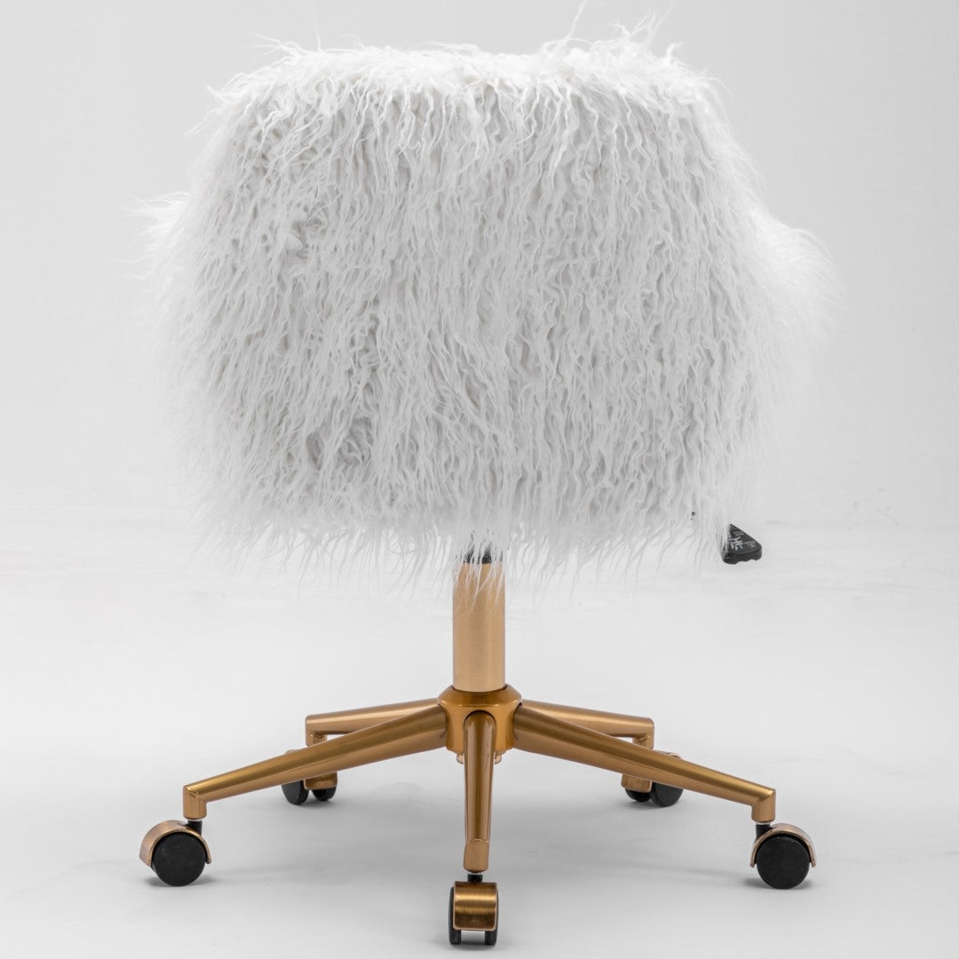 Office Chair Fur Modern Swivel Desk Chair For Women And Girls-White