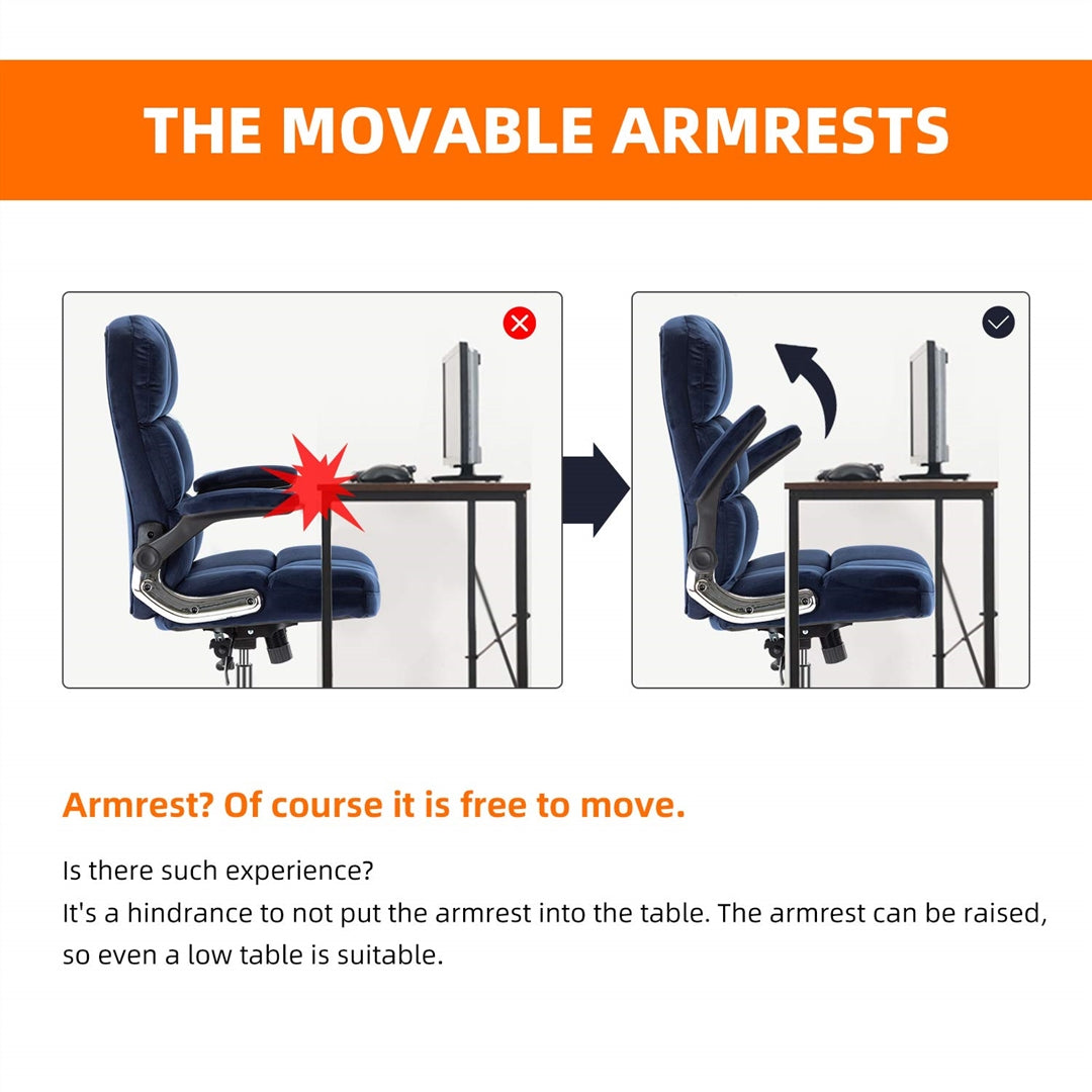 Velvet Home Ergonomic Swivel Adjustable Tilt Angle And Flip-Up Arms Office Chair