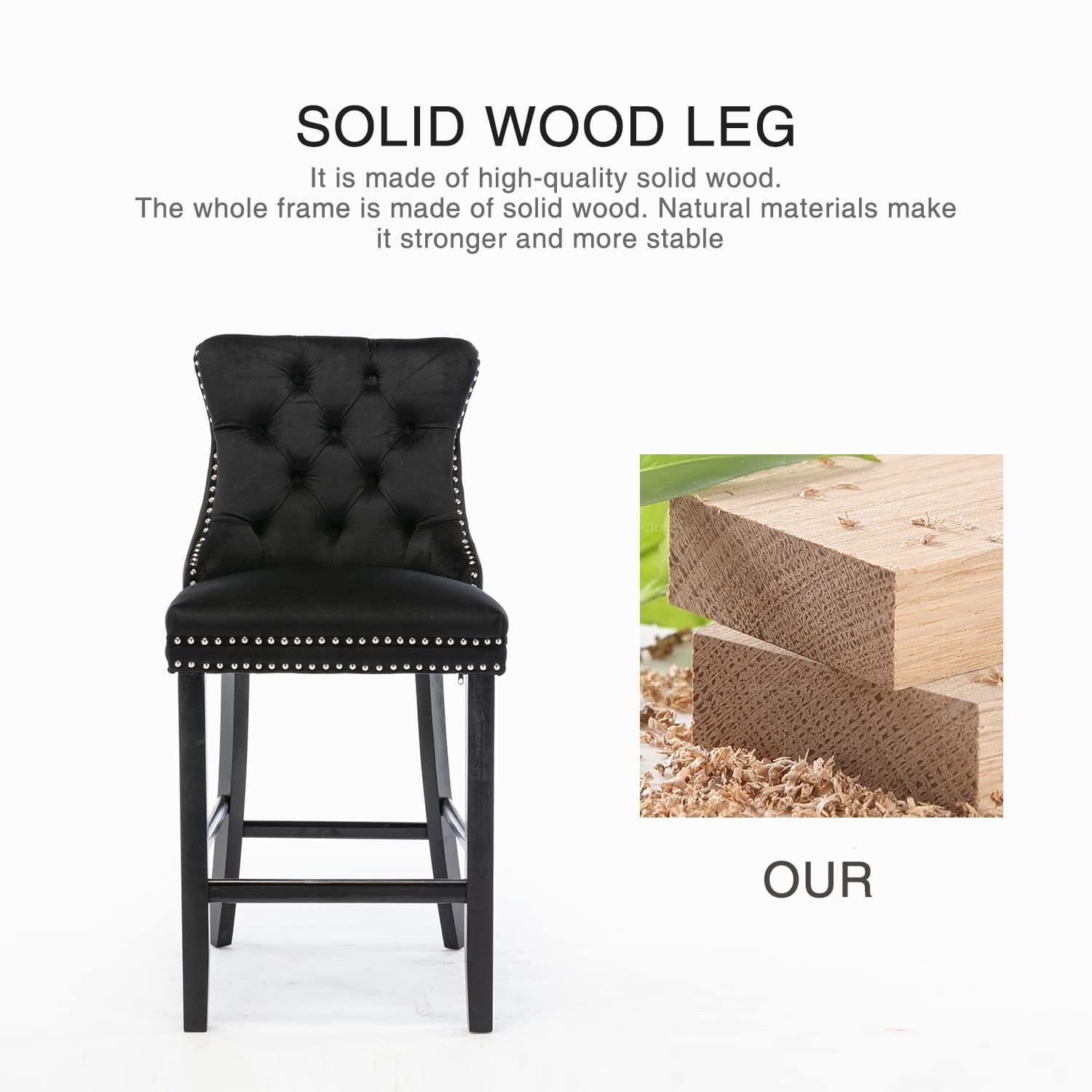Velvet Bar Stools With Studs