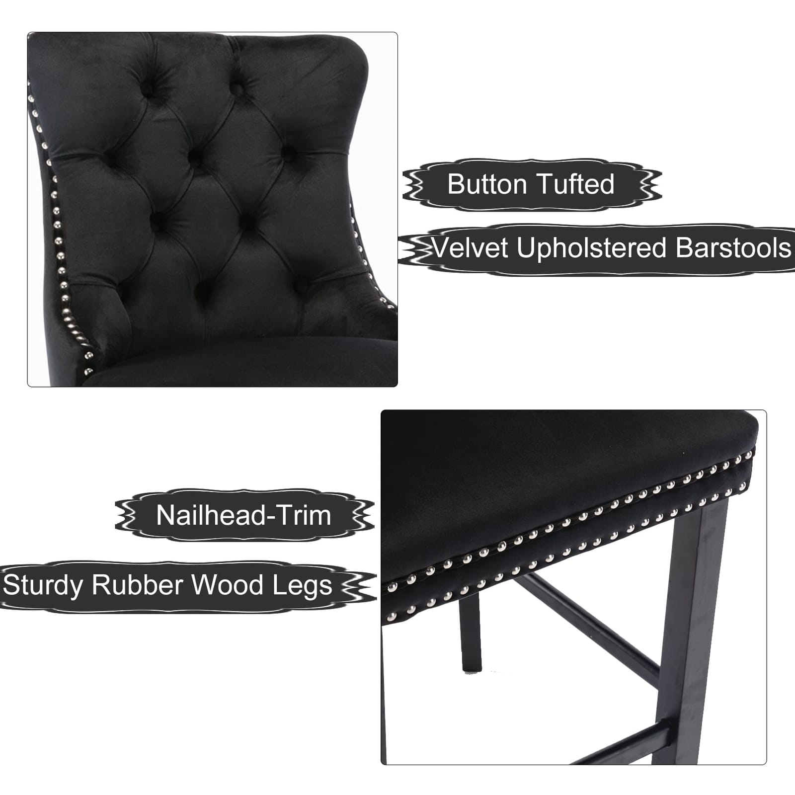 Velvet Bar Stools With Studs